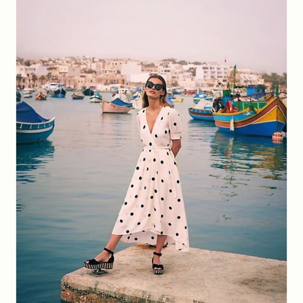 Anthropologie Polka Dot Wrap Dress New Size 12